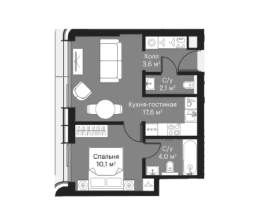 ЖК «Сити Бей». Продажа квартир с отделкой White Box - 2Е-к.кв.