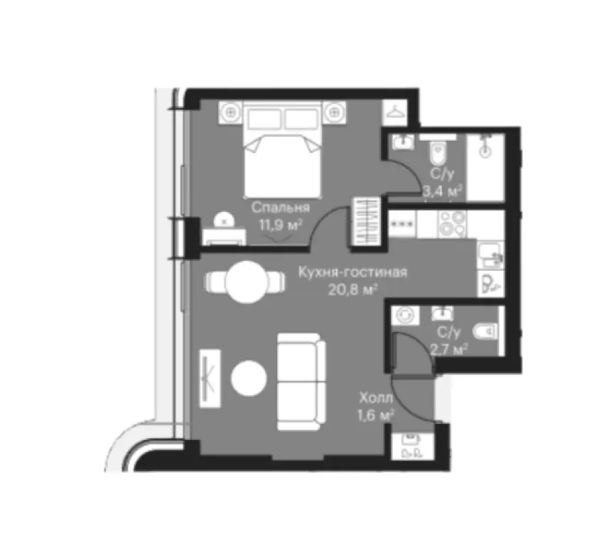 ЖК «Сити Бей». Продажа квартир с отделкой White Box 2Е-к.кв.