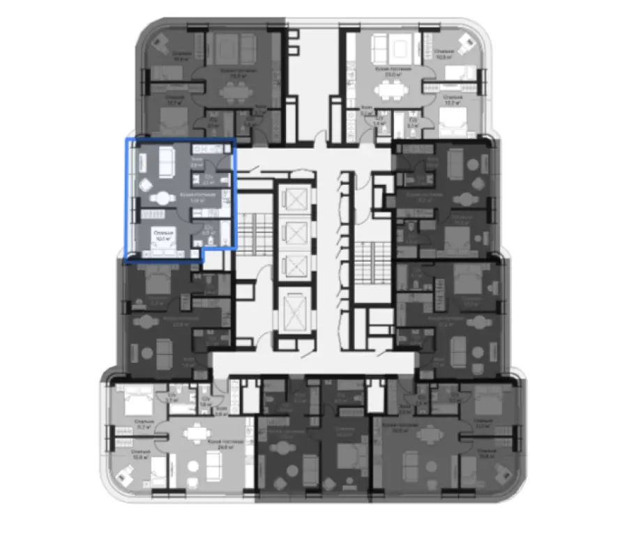 ЖК «Сити Бей». Продажа квартир с отделкой White Box - 2Е-к.кв.