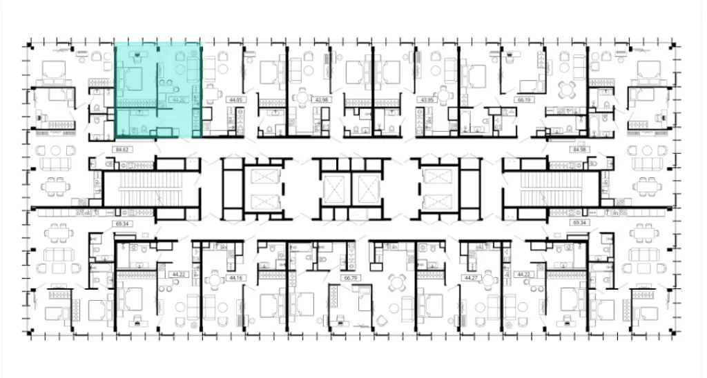 1-комн. квартира, 43.90 м2, 51 этаж - ЖК «Мод»