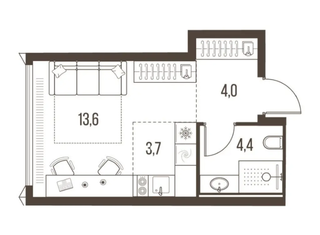1-комн. квартира, 25.70 м2, 6 этаж - ЖК High Life (Хай Лайф)