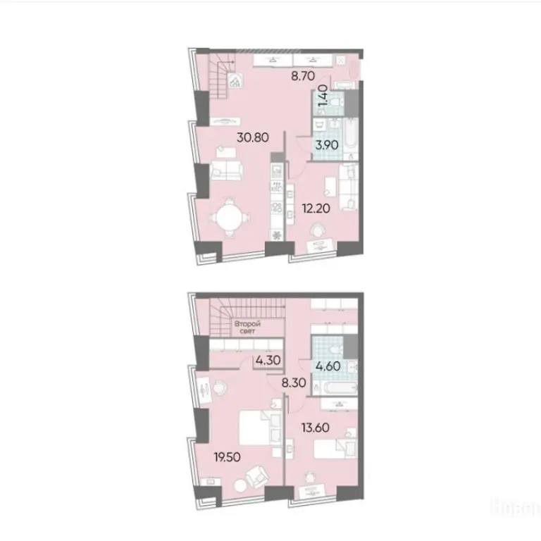 3-комн. квартира, 107.32 м2, 57 этаж - ЖК «Обручева 30»