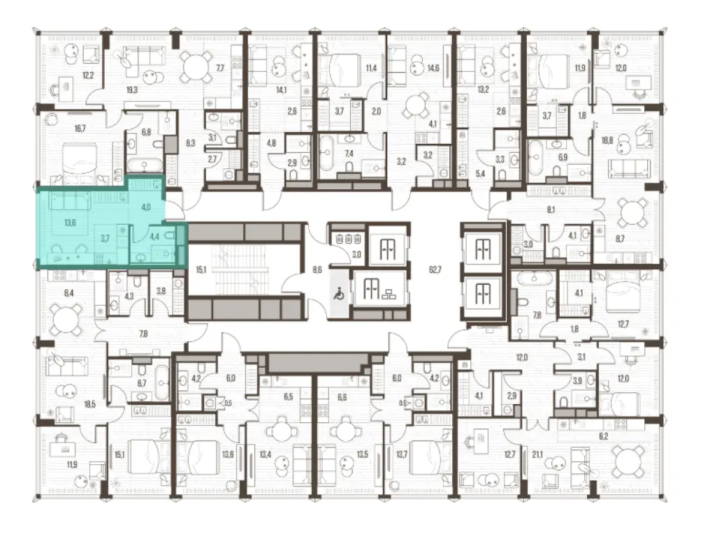 1-комн. квартира, 25.70 м2, 6 этаж - ЖК High Life (Хай Лайф)