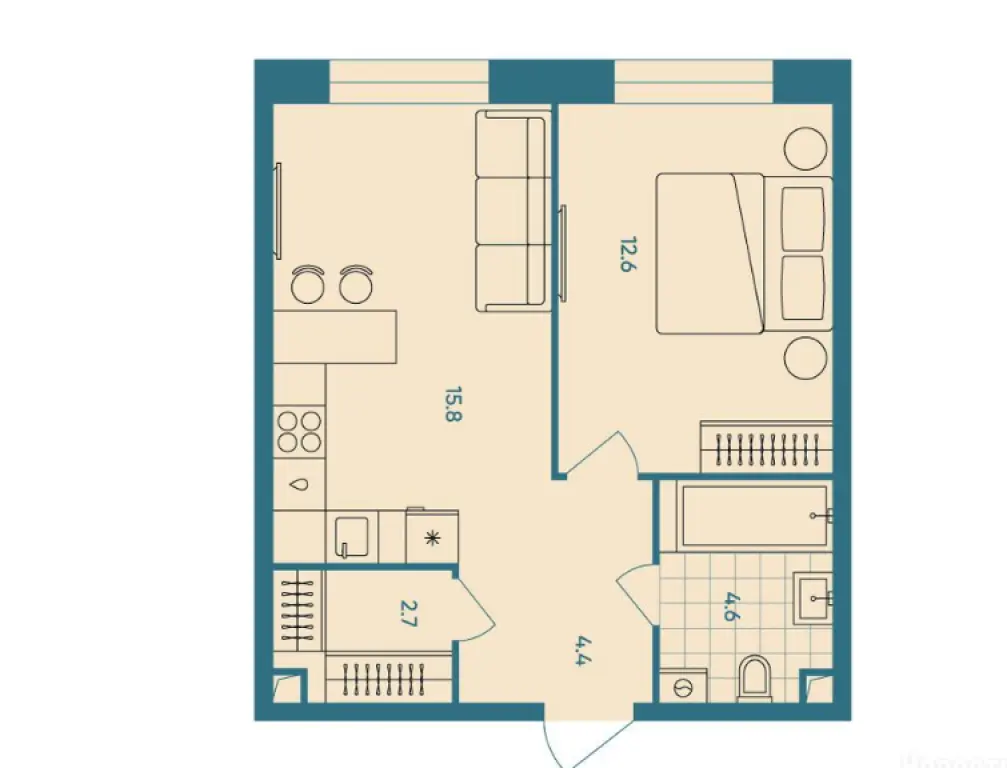 2-комн. квартира, 40.10 м2, 9 этаж - ЖК ERA (ЭРА)