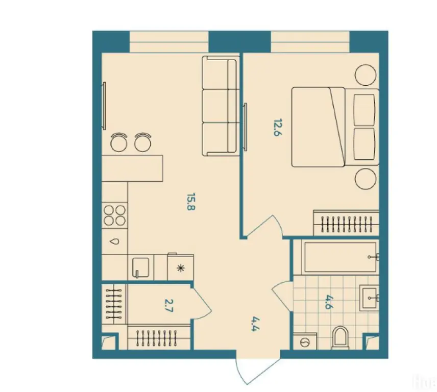 2-комн. квартира, 40.10 м2, 9 этаж - ЖК ERA (ЭРА)