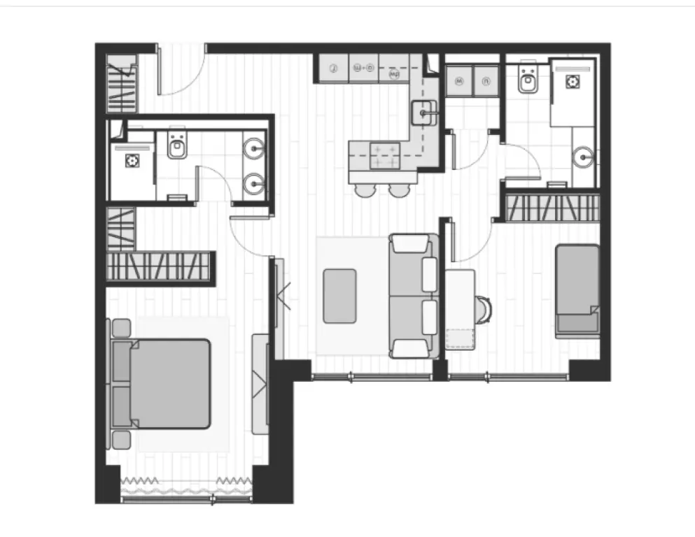3-комнатная квартира (европланировка) 67 м² в ЖК Prime Park