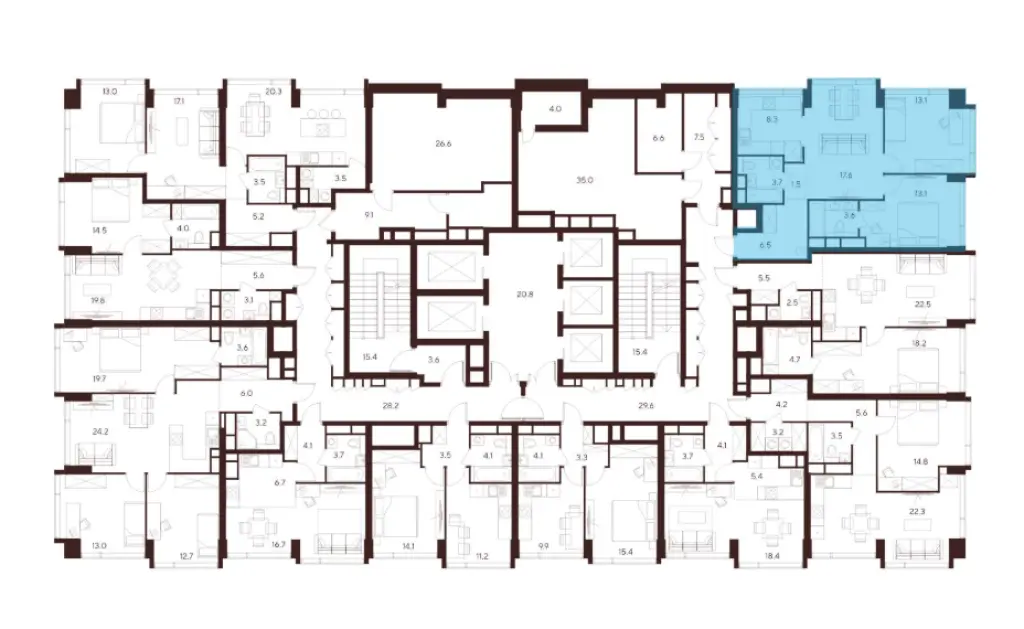 3-комн. квартира, 67.40 м2, 30 этаж - ЖК Indy Towers