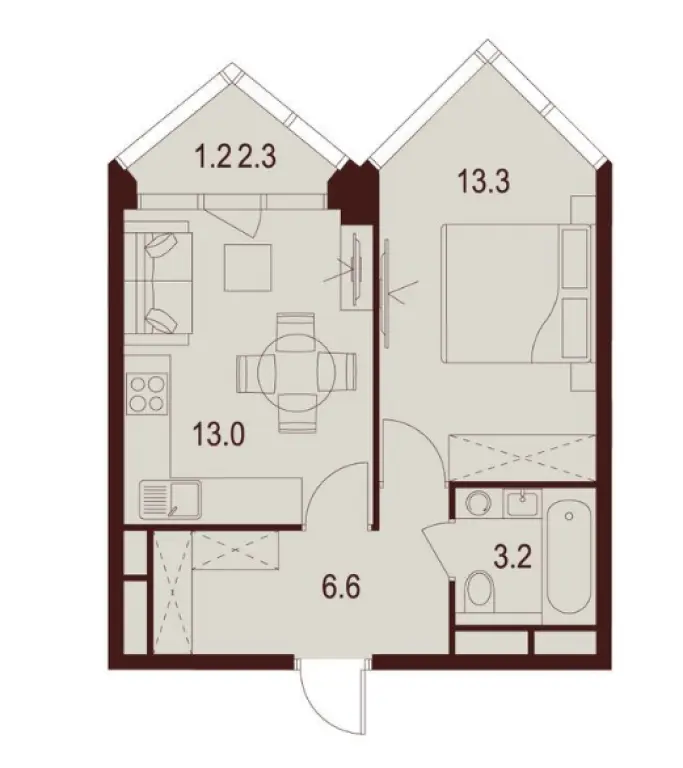 1-комн. квартира, 37.30 м2, 24 этаж - ЖК Indy Towers