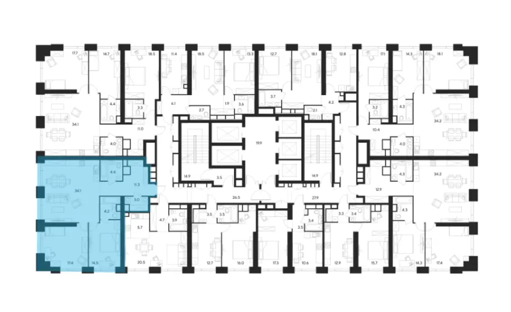 3-комн. квартира, 75.20 м2, 21 этаж - ЖК Indy Towers