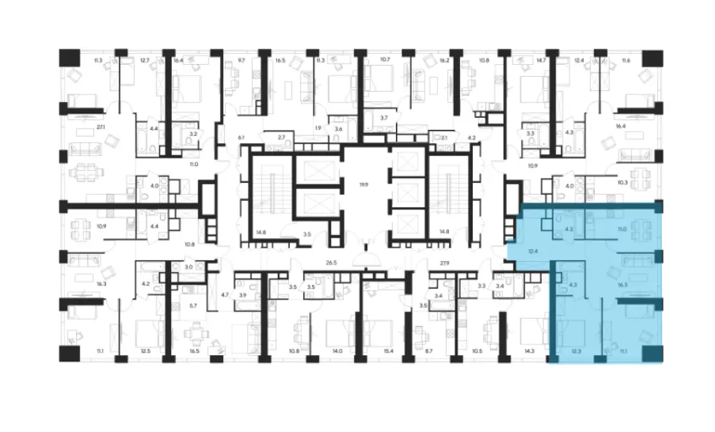 3-комн. квартира, 71.70 м2, 22 этаж - ЖК Indy Towers