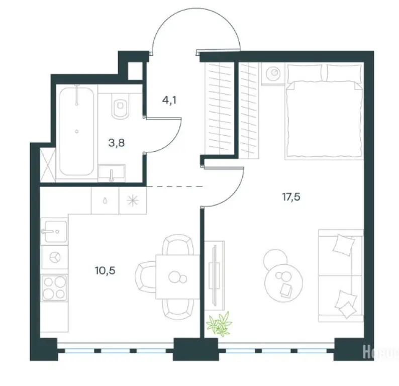 1-комн. квартира, 35.90 м2, 15 этаж - Левел Южнопортовая