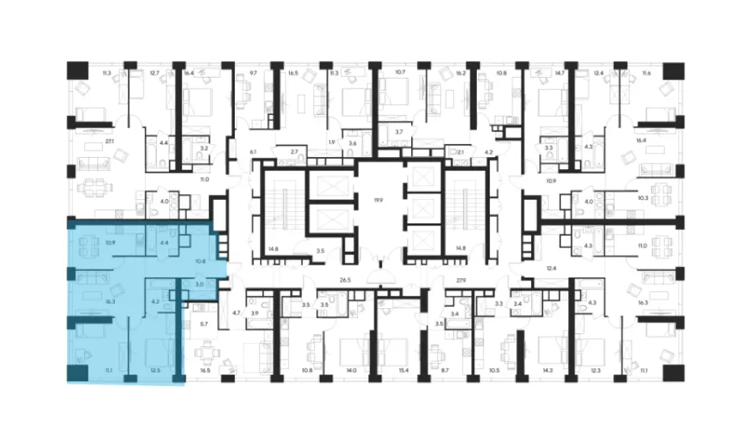 3-комн. квартира, 73.20 м2, 22 этаж - ЖК Indy Towers