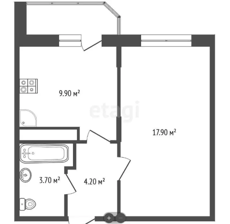 1-комн. квартира, 35.7м², 10/17 этаж