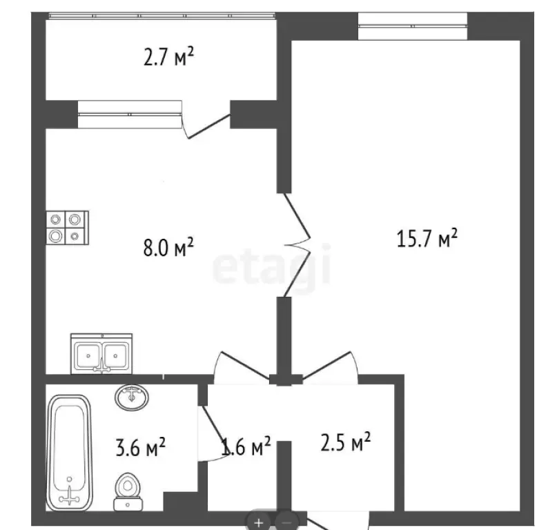 1-комн. квартира, 31.2м², 5/19 этаж