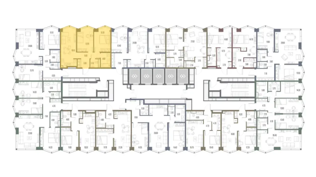 2-комн. квартира, 59.10 м2, 14 этаж