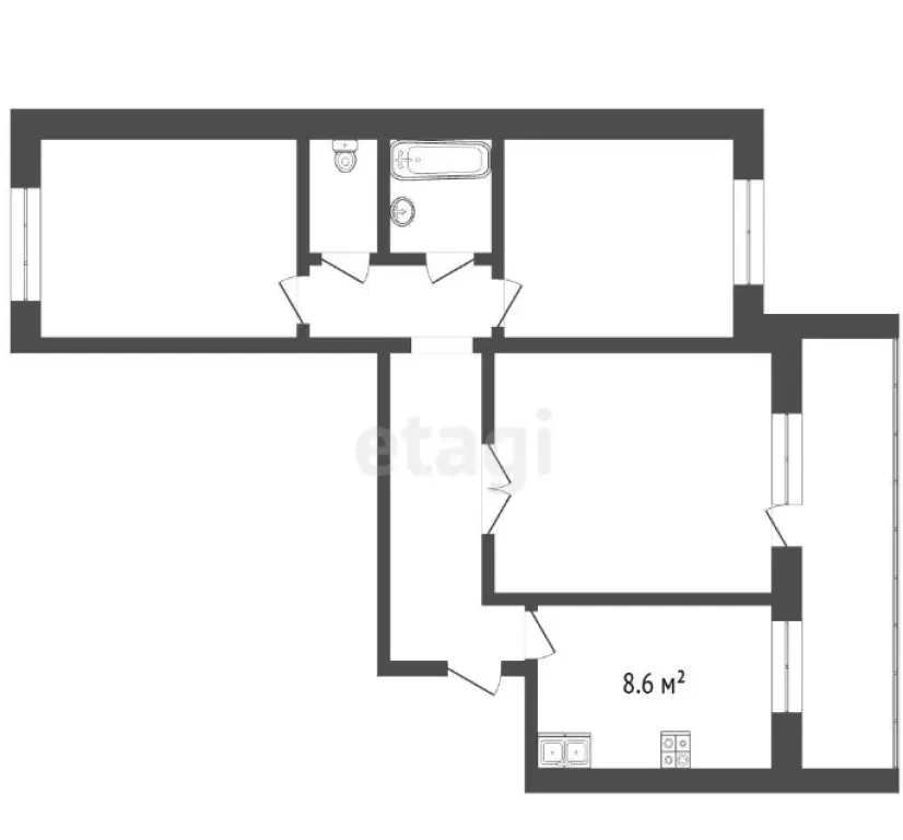 3-комн. квартира, 60.2м², 10/10 этаж