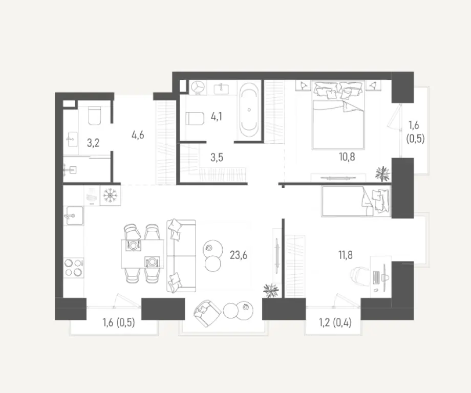 2-комнатная квартира 63 м² в ЖК «Обручева 27» (ЮЗАО) — семейный формат у метро