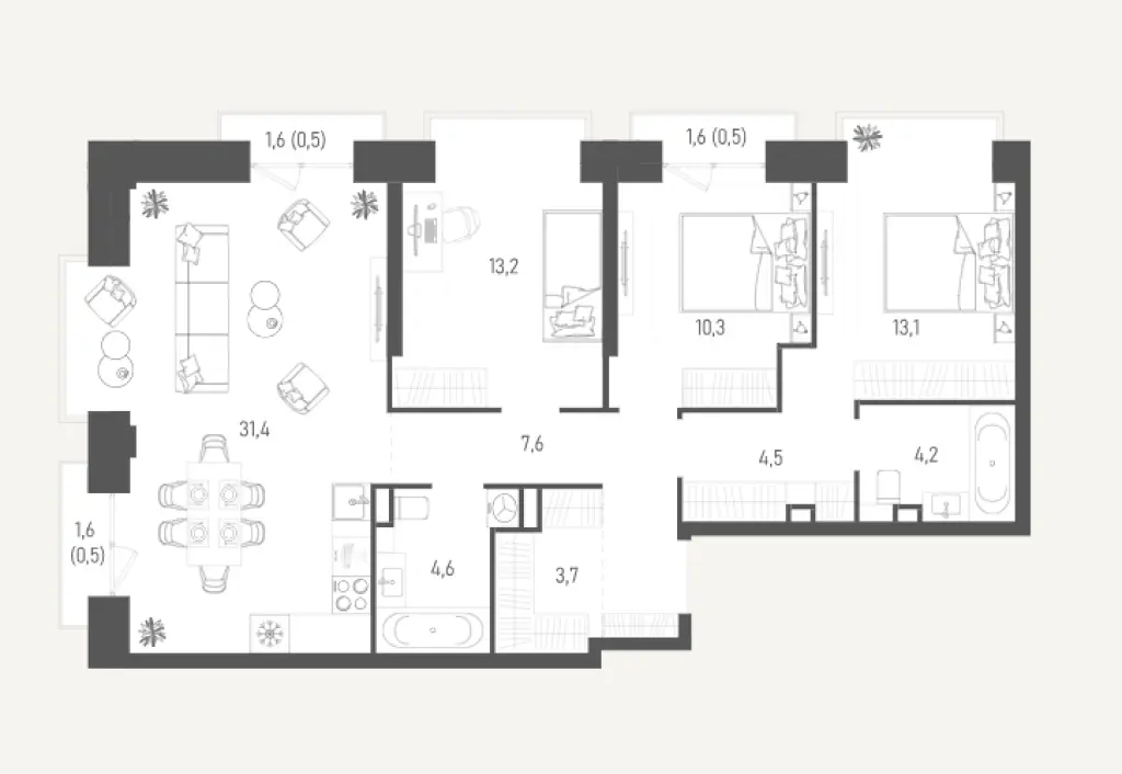 Просторная 3-комнатная квартира 94,1 м² в ЖК «Обручева 27». Бизнес-класс в ЮЗАО для вашей семьи.