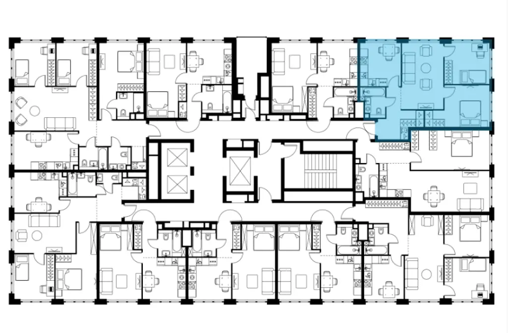 3-комн. квартира, 62.50 м2, 14 этаж - Левел Южнопортовая