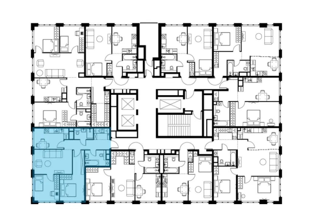 3-комн. квартира, 65.40 м2, 5 этаж - Левел Южнопортовая
