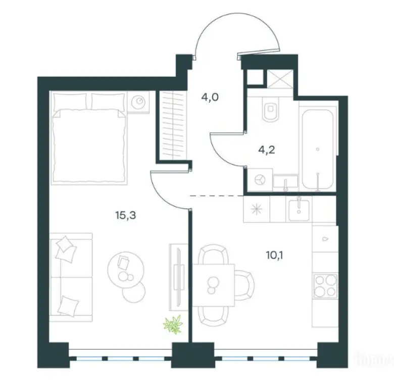 1-комн. квартира, 33.60 м2, 8 этаж - Левел Южнопортовая