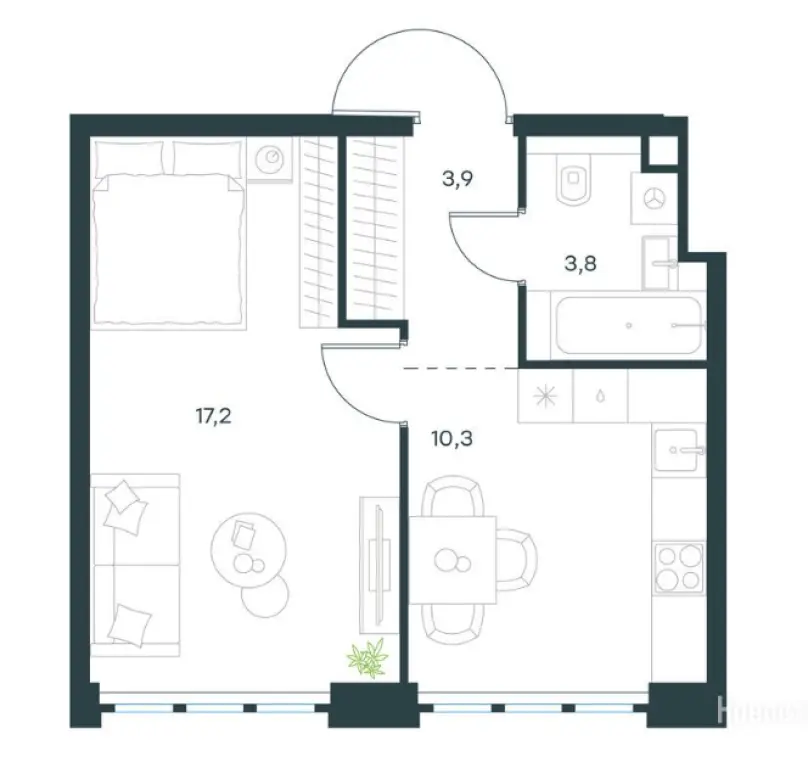 1-комн. квартира, 35.20 м2, 17 этаж - Левел Южнопортовая