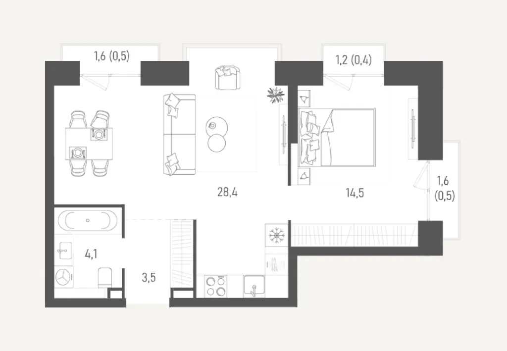Просторная 1-комнатная квартира 51.9 м² в ЖК «Обручева 27» (корпус 1) — Бизнес-класс в ЮЗАО от застройщика Форма