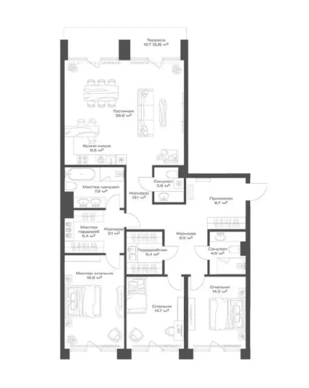 Продается трехкомнатная квартира в новостройке Клубный дом OPUS (Опус) – Даниловский район, Москва