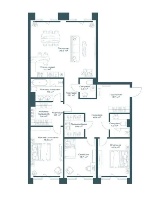 Продается трехкомнатная квартира в новостройке Клубный дом OPUS (Опус) Москва, Дербеневская улица