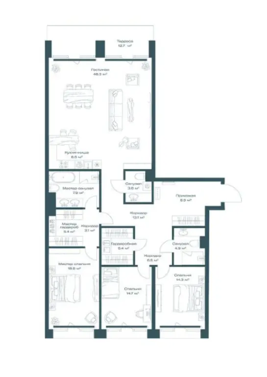 Купить квартиру в Даниловском районе: 3-комнатная в клубном доме OPUS (ЖК Опус), Москва