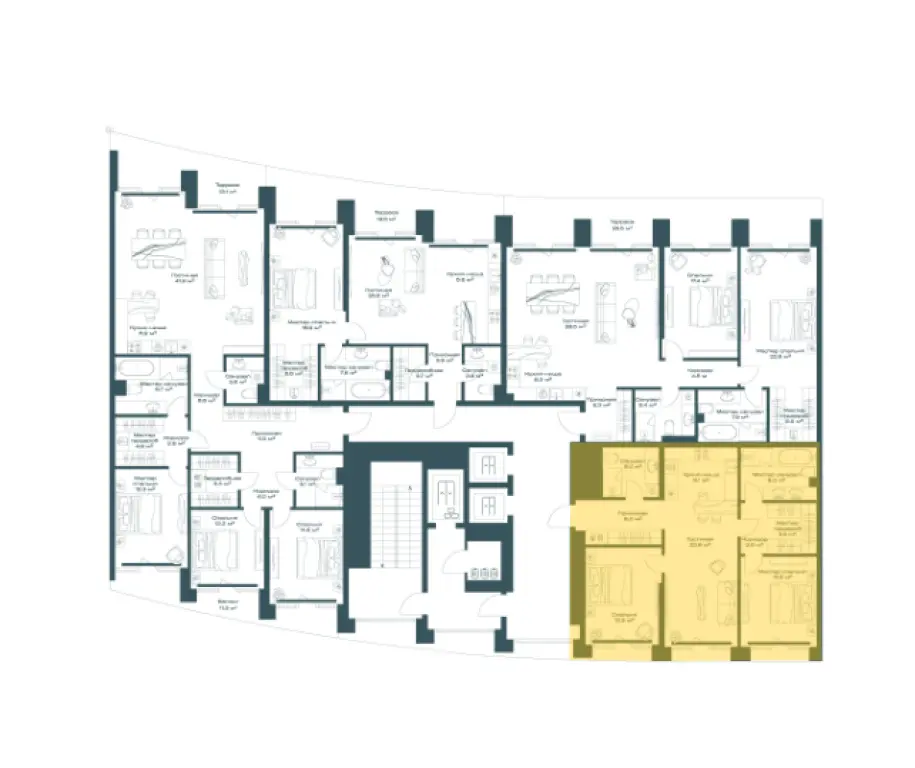 2-комн. квартира, 91.10 м2, 3 этаж - Клубный дом OPUS (Опус)