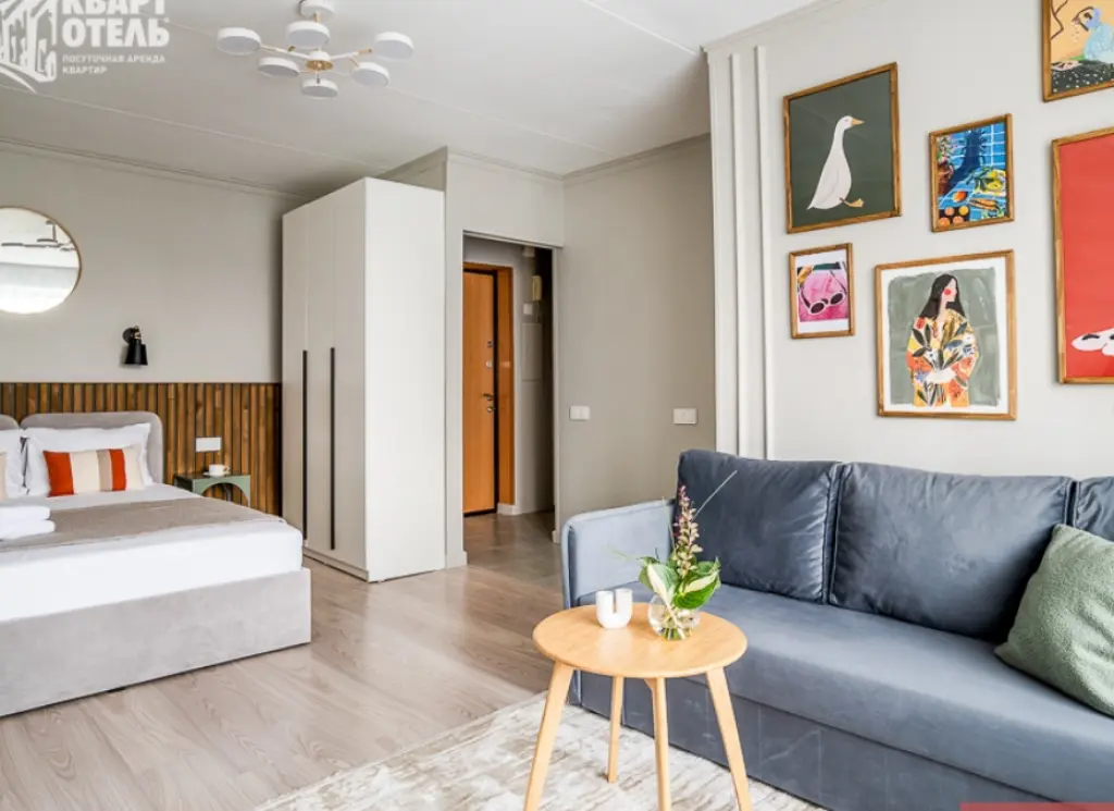 Квартира 33 м², 1 комната, 2 кровати