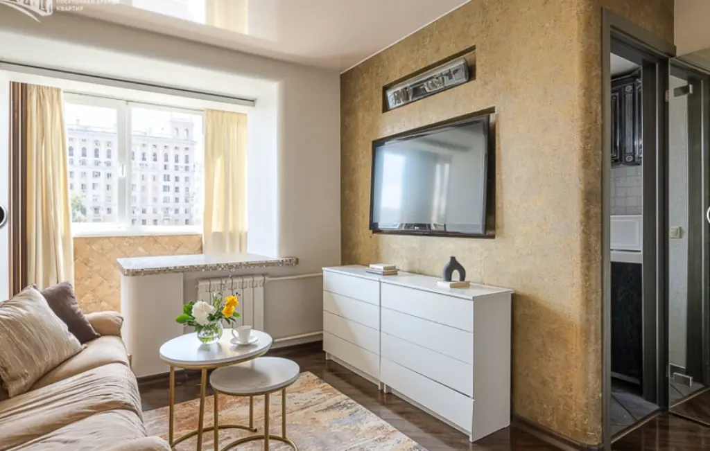 Квартира 35 м², 1 комната, 2 кровати