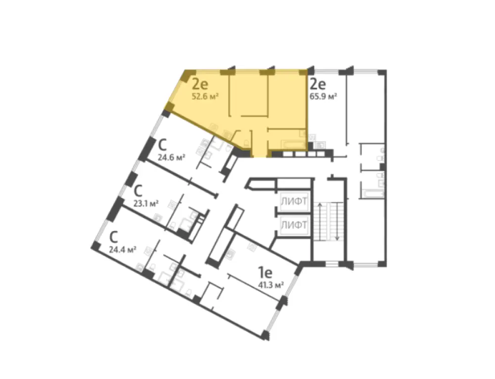 2-комн. квартира, 53.42 м2, 5 этаж - ЖК «Обручева 30»