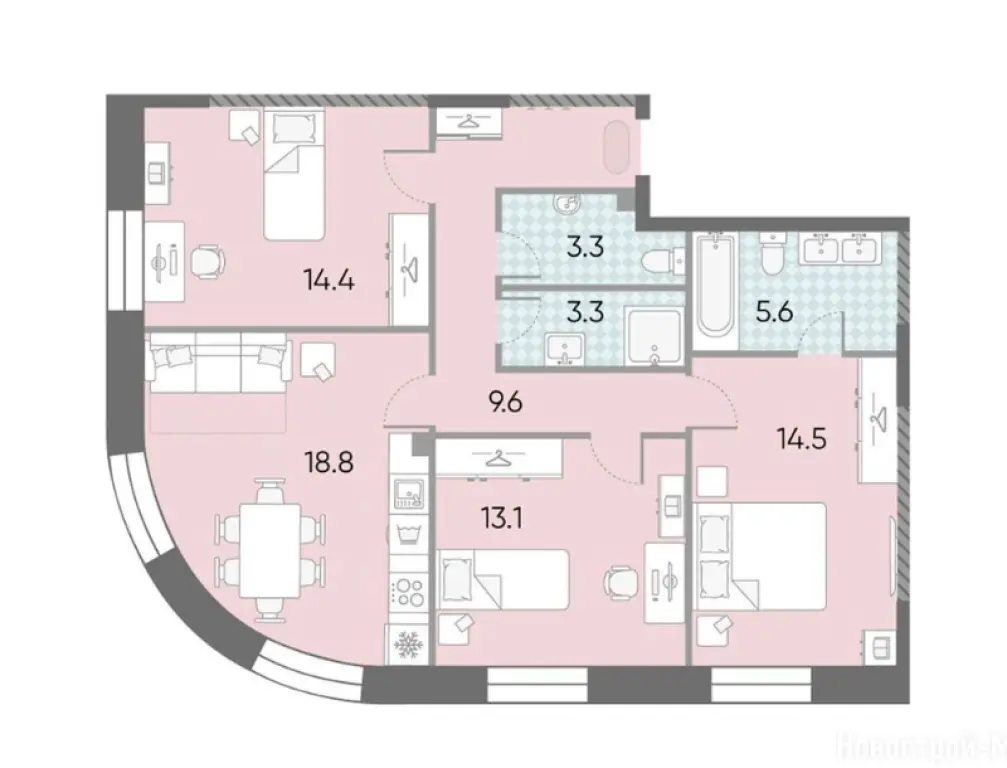 3-комн. квартира, 82.62 м2, 21 этаж - ЖК «ЗИЛАРТ»