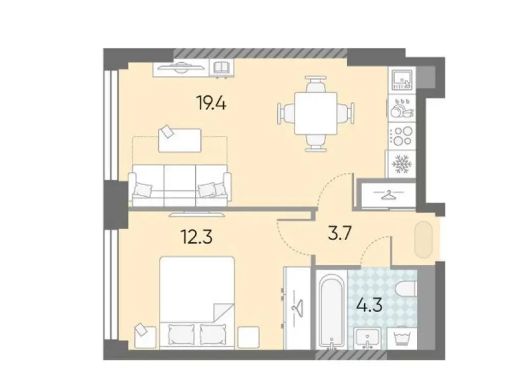 1-комн. квартира, 39.72 м2, 8 этаж - ЖК «ЗИЛАРТ»