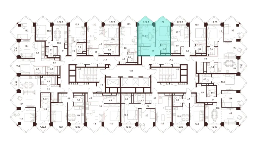 1-комн. квартира, 36.80 м2, 19 этаж