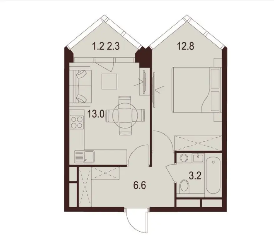 1-комн. квартира, 36.80 м2, 19 этаж