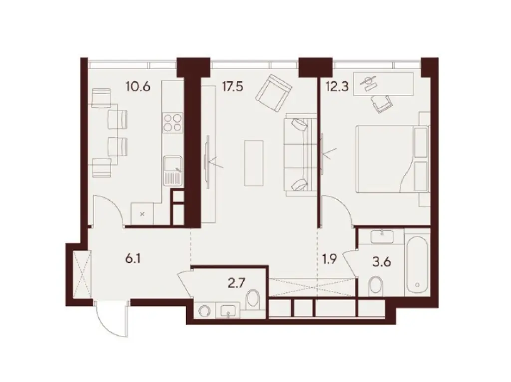 2-комн. квартира, 54.70 м2, 14 этаж - ЖК Indy Towers (Инди Тауэрс)