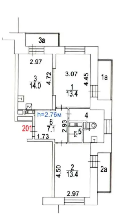 2-комн. квартира, 56м², 4/17 этаж