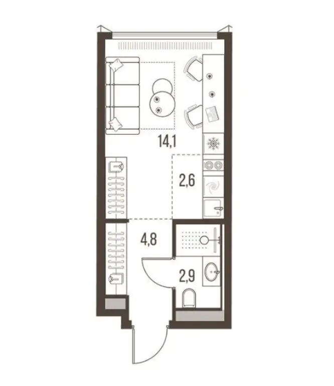 1-комн. квартира, 24.40 м2, 16 этаж - ЖК High Life (Хай Лайф)