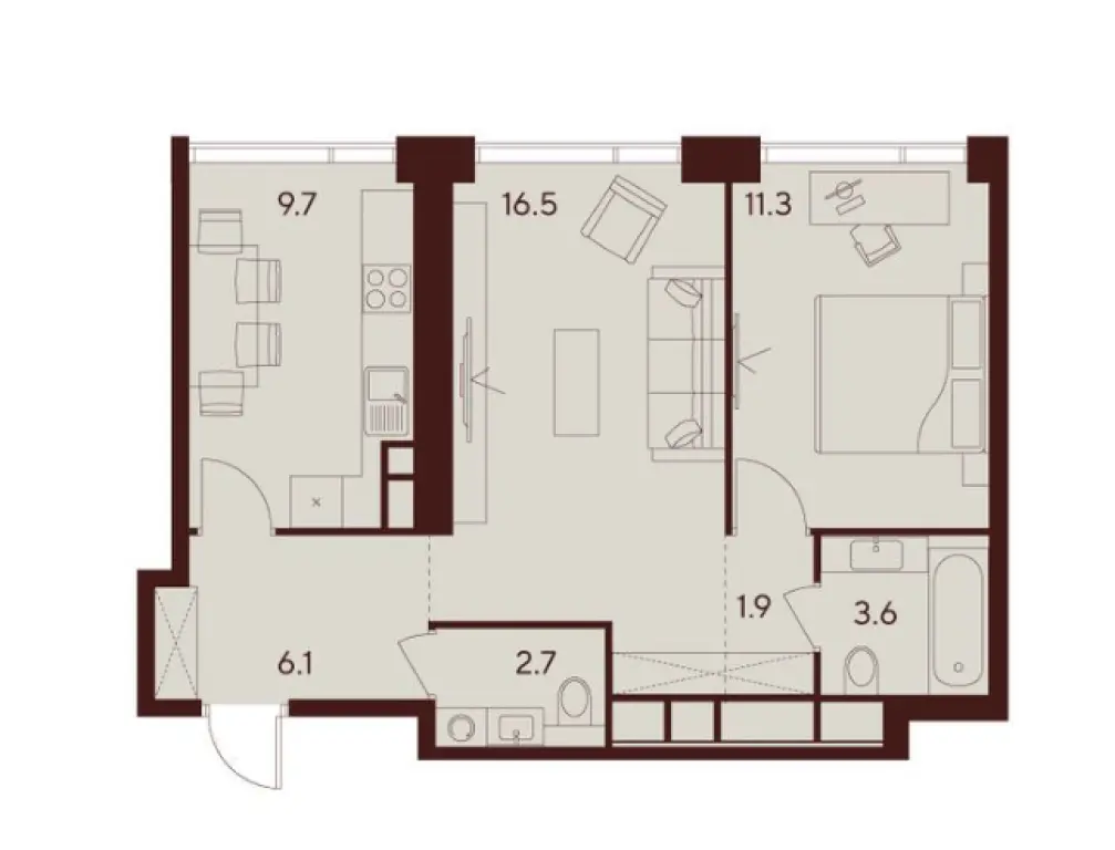 2-комн. квартира, 51.80 м2, 22 этаж - ЖК Indy Towers (Инди Тауэрс)