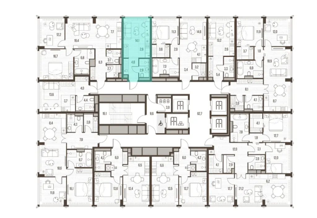 1-комн. квартира, 24.40 м2, 16 этаж - ЖК High Life (Хай Лайф)