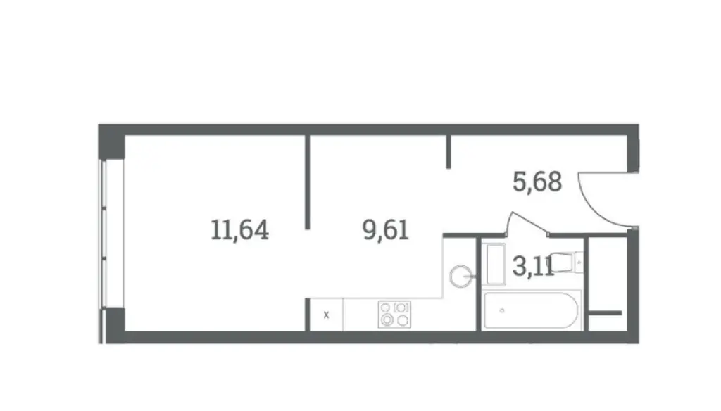 1-комн. квартира, 30.04 м2, 40 этаж - HEADLINER (Хедлайнер)