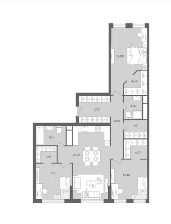 Квартира, 3-комн. 111.45 м2, 16 этаж - HEADLINER (Хедлайнер)