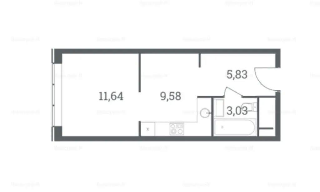 1-комн. квартира, 30.08 м2, 49 этаж - Жилой квартал HEADLINER (Хедлайнер)