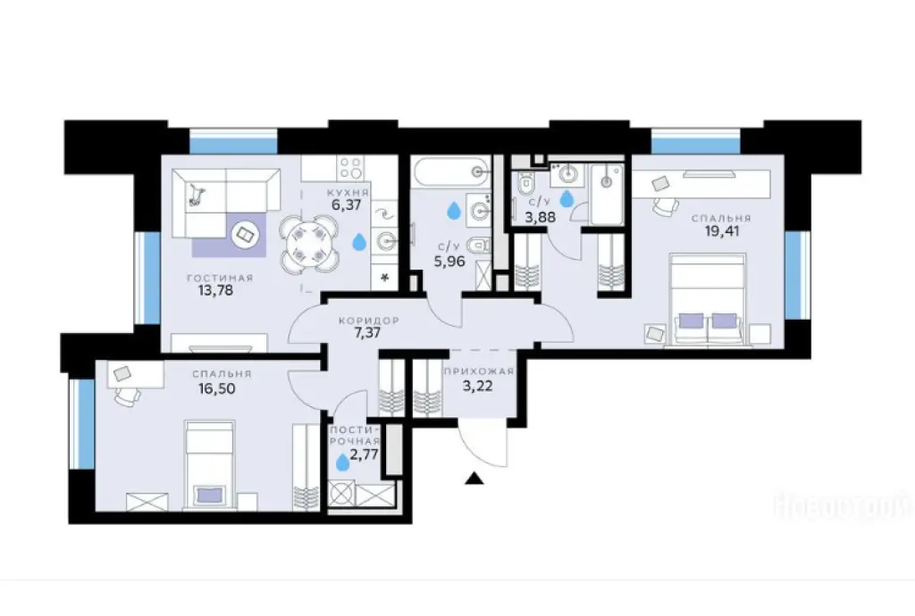 Купить квартиру в Москве в новостройке — 3-к. в ЖК «СберСити», Кунцево (ЗАО)