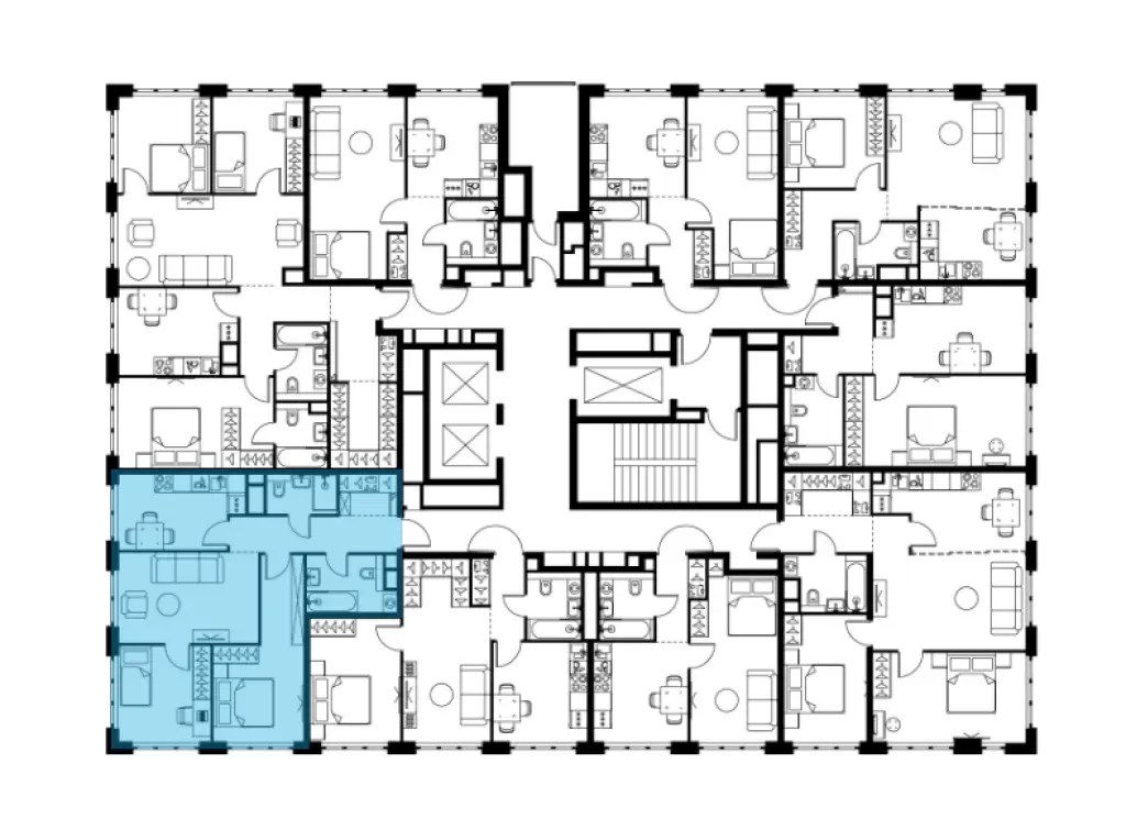 3-комн. квартира, 65.40 м2, 5 этаж - Левел Южнопортовая