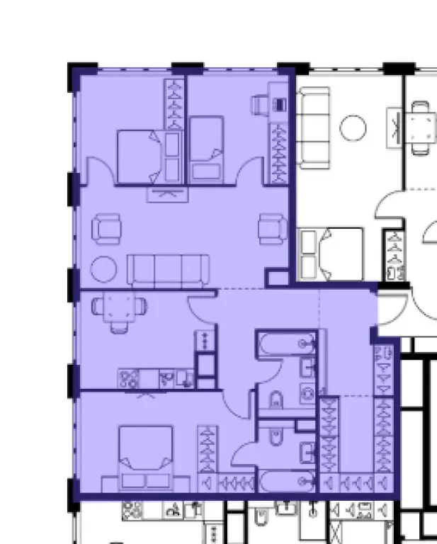 4-комн. квартира, 89.30 м2, 14 этаж - Левел Южнопортовая